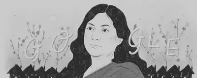 Early draft of the Google Doodle on Kamala Das