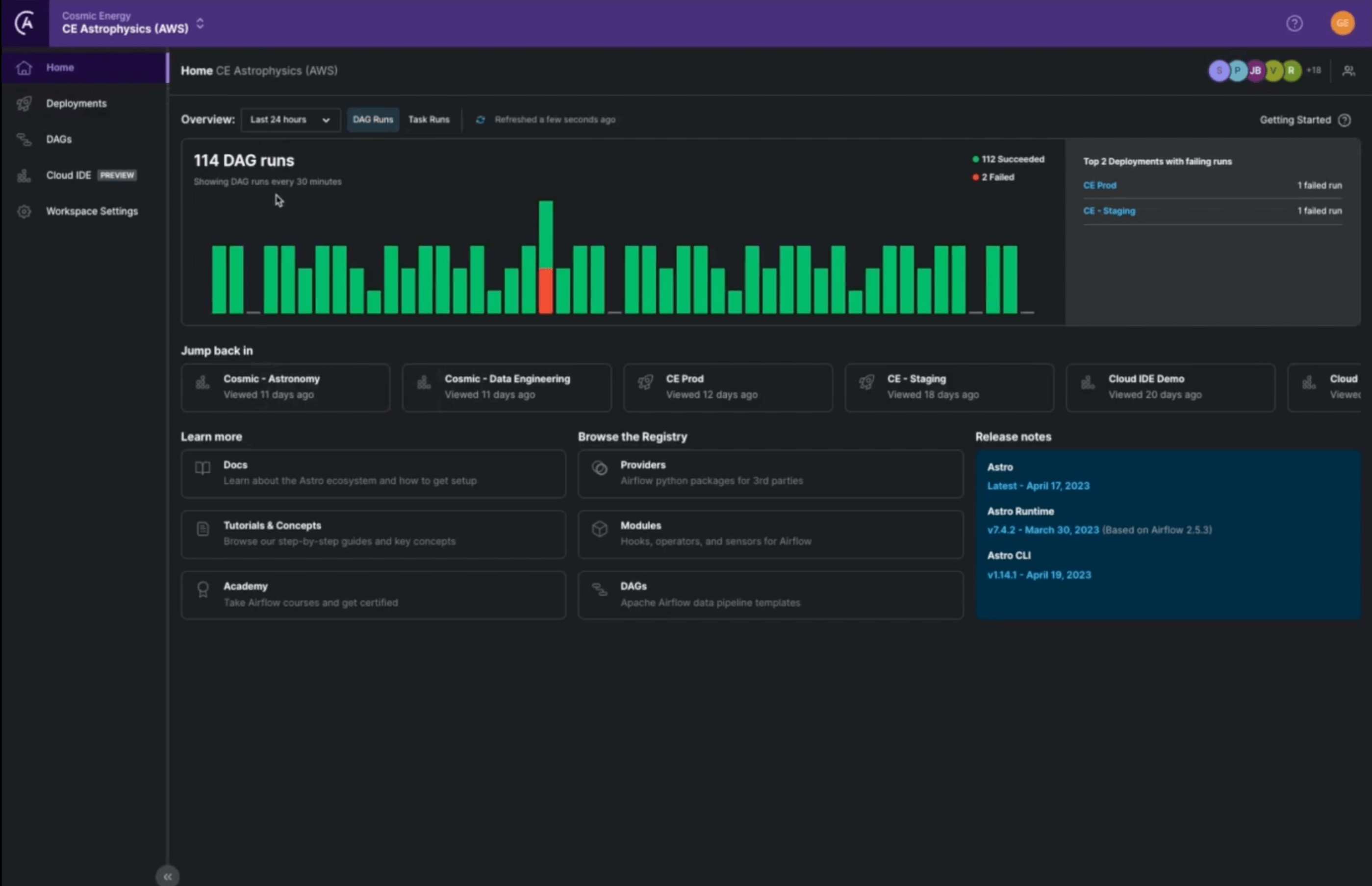 Astro simplifies pipeline failure and task duration by alerting directly from the UI.