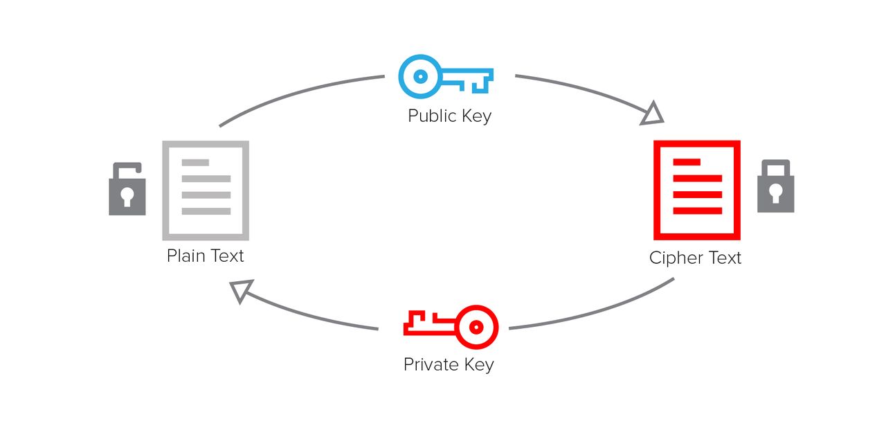 A public key is used for encrypt, a private key for decrypt A public key is used for encrypt, a private key for decrypt