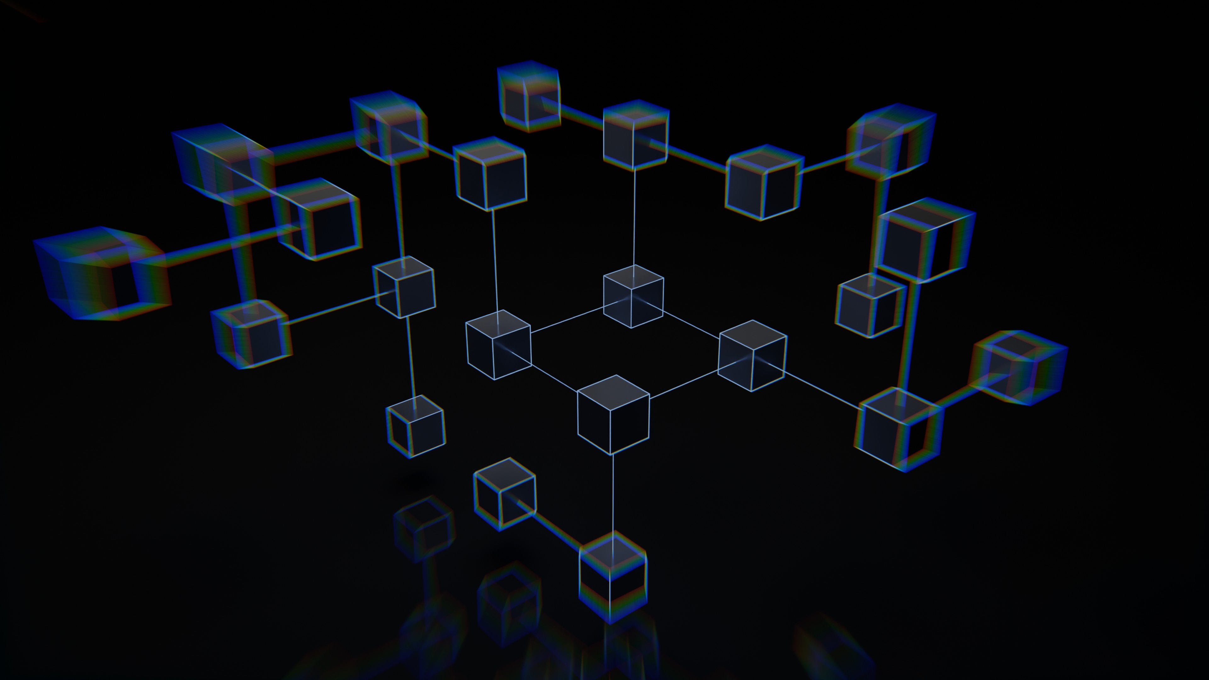 Image shows interconnected blocks as a conceptual diagram of the blockchain