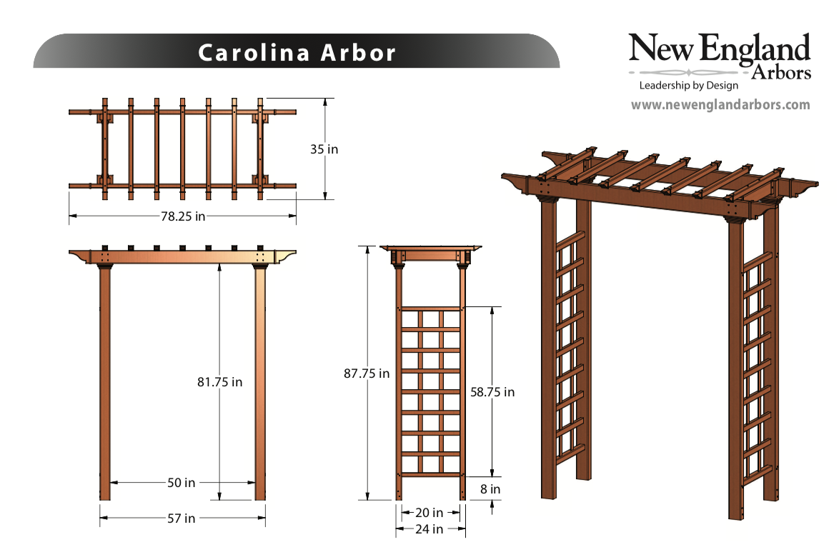 Carolina VA84070 New England Arbors Vinyl Garden Arbor Kits
