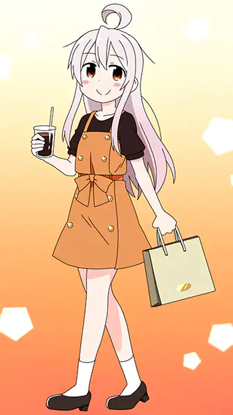 Mahiro is sipping soda while shopping