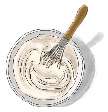 Illustration of a bowl of whipping cream