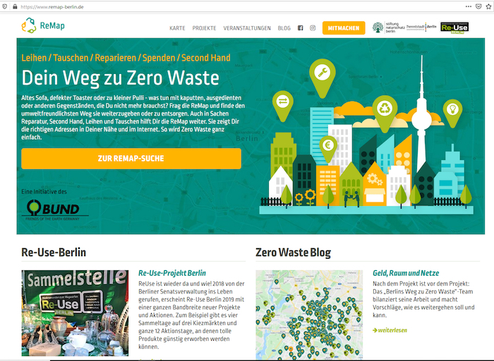 Screenshot Frontpage des Zero-Waste-Blogs remap-berlin.de