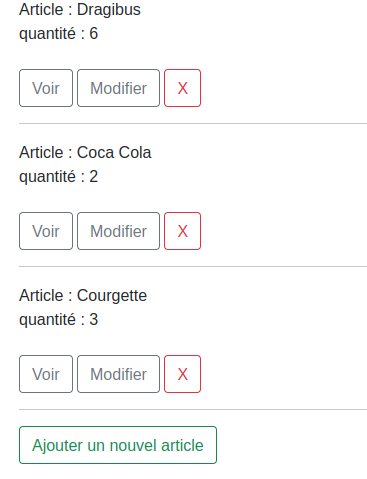 Rendu application liste de course