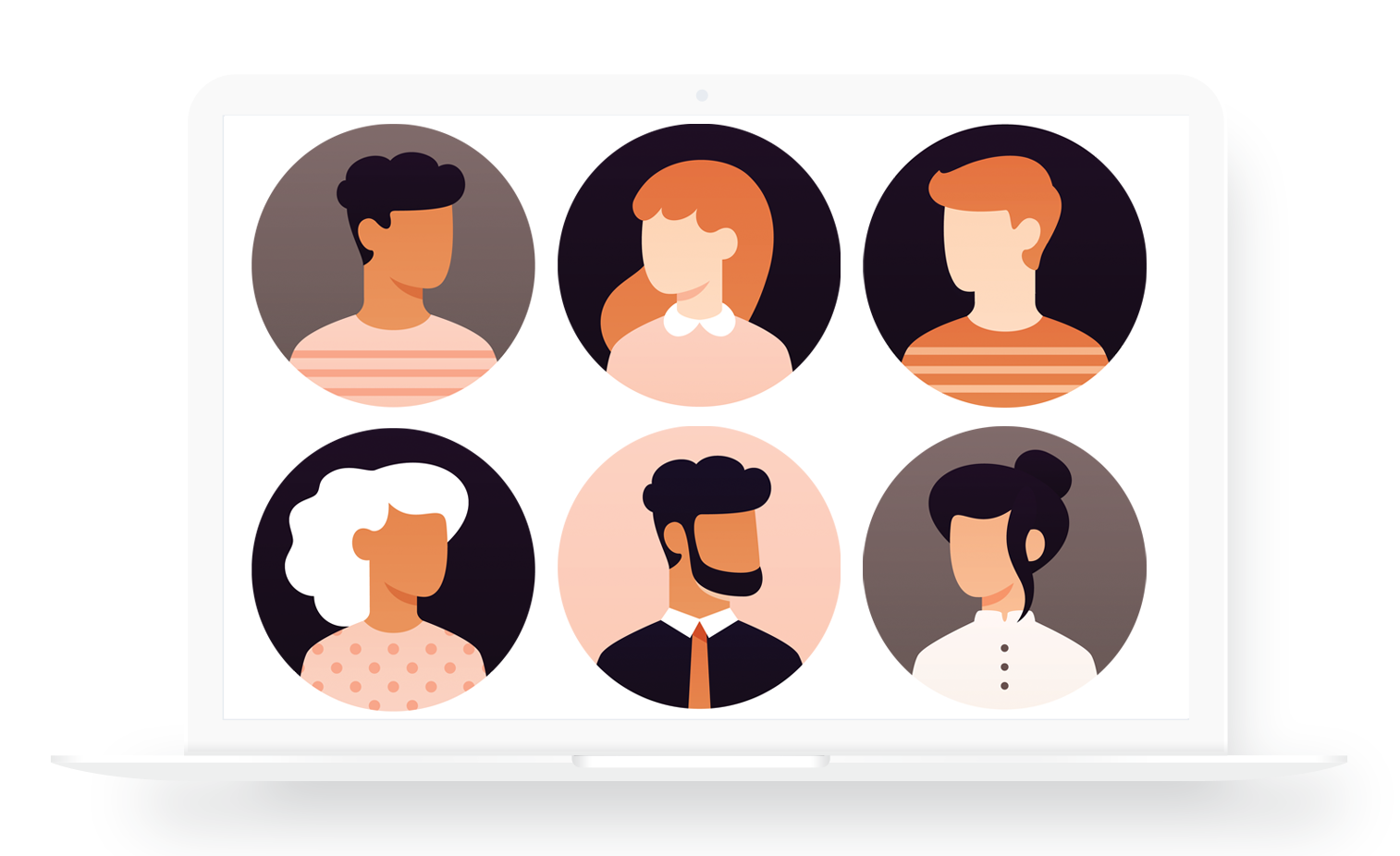 A happy group of remote worker avatars A happy group of remote worker avatars