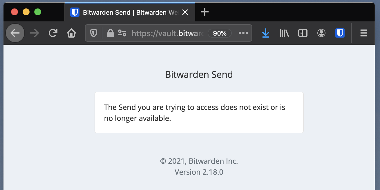 A deleted, expired, or disabled Send