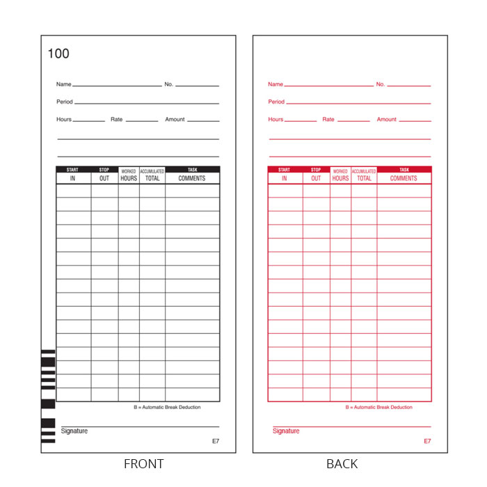 Lathem 7500E Time Cards (7 in) - Pack of 1000