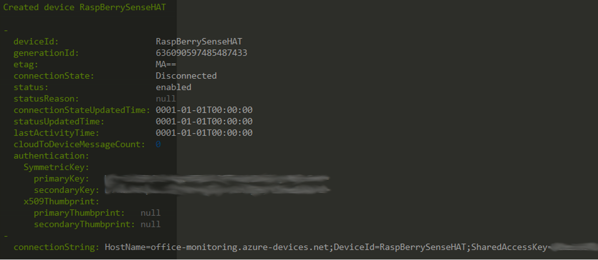 Creating Raspberry connection string
