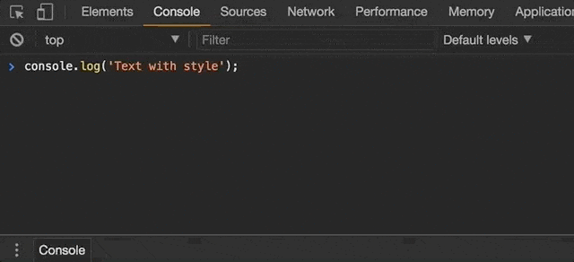 Styling text with CSS properties using Chrome DevTools Console