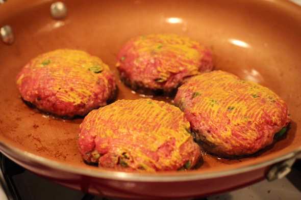 Mustard on the patties