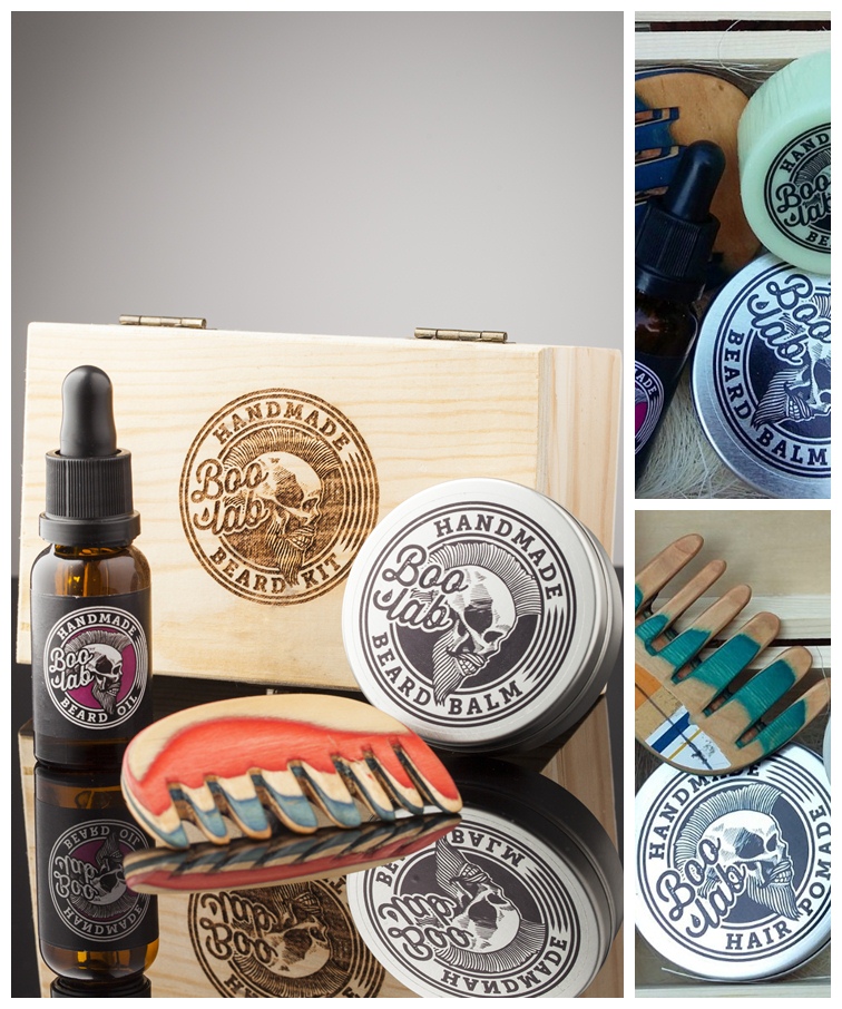 Boolab beard kit (ulje za bradu, balzam za bradu, unikatni češalj) u originalnoj ambalaži.
