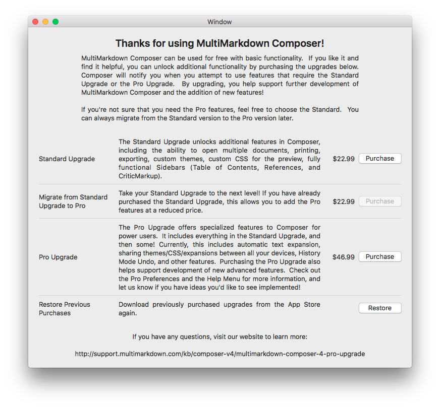 MultiMarkdown Composer Pricing