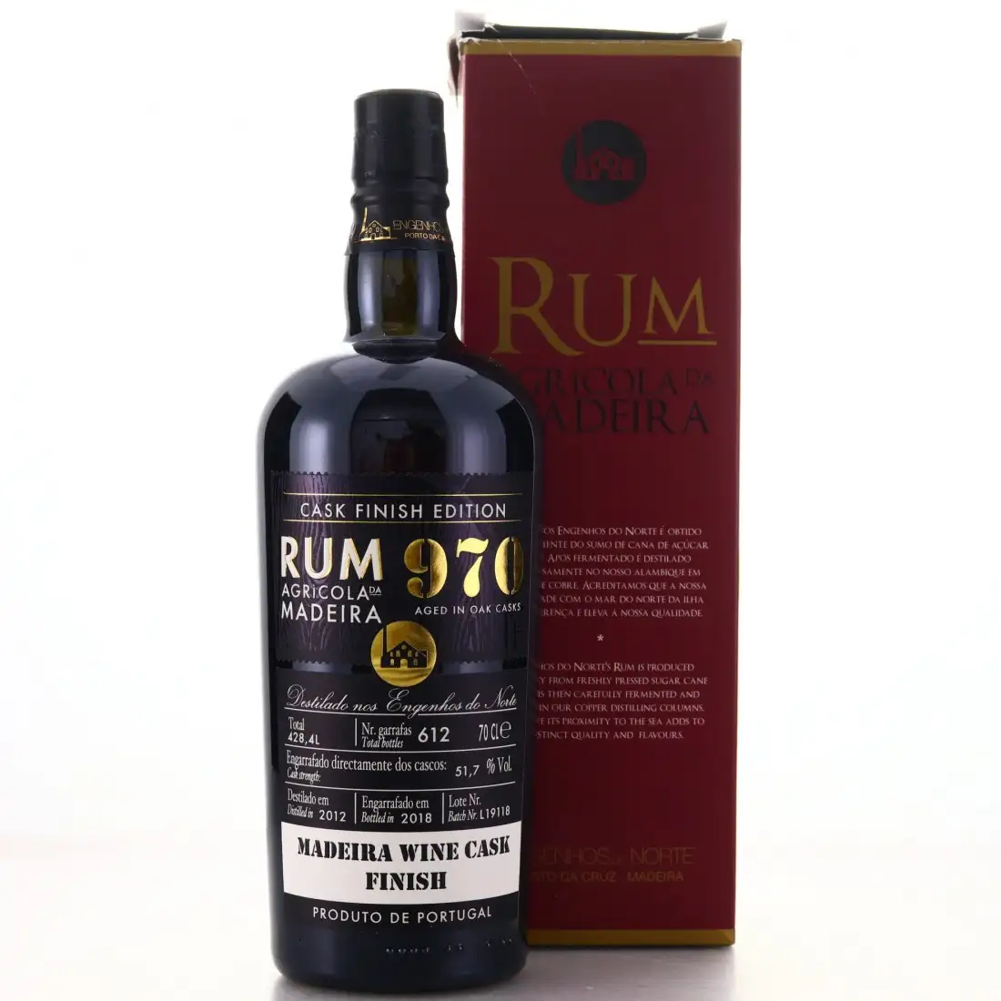 Image of the front of the bottle of the rum 970 Black Label Cask Finish Edition