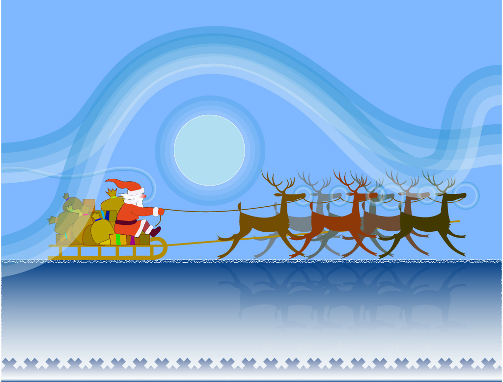 Santa Claus on his sleigh in the nordic countryside