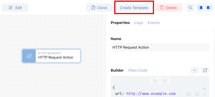 Create a private template from existing action