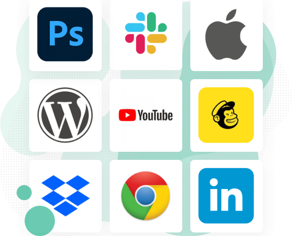 Icons für einige der Anwendungen, mit denen sich Canto integrieren lässt.