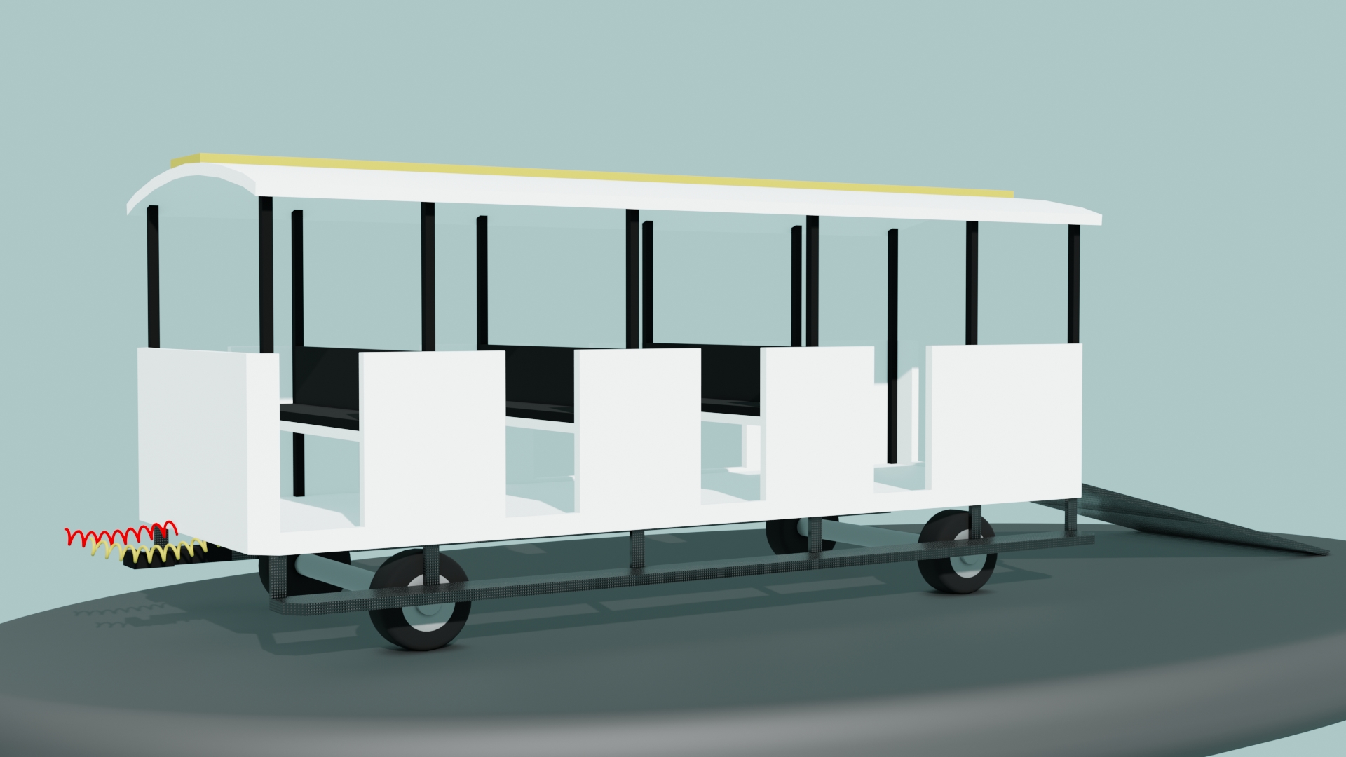 A 3D model of a secondary wagon of a tourist train