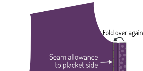 Sew down the folded placket
