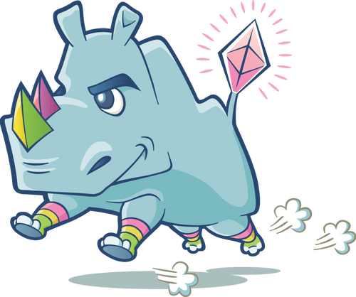 Image de la mascotte Rhino pour la plateforme de lancement de mise en jeu.