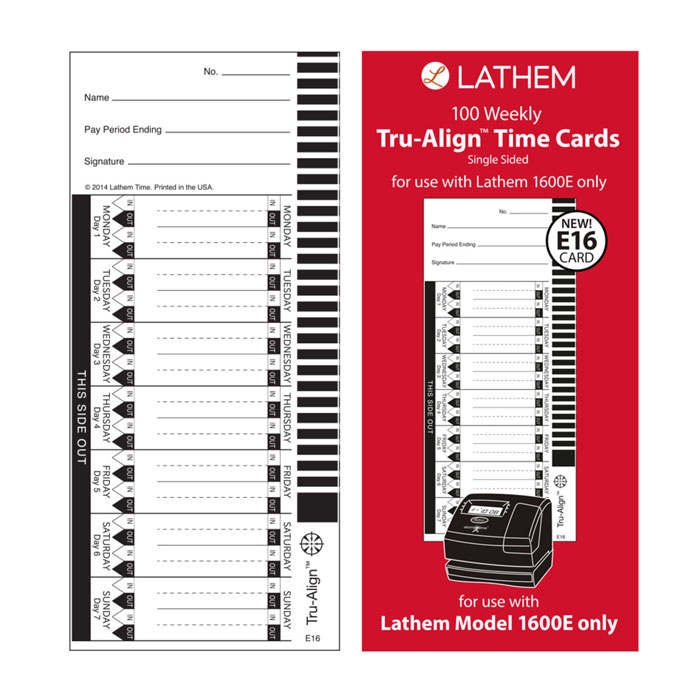 1600E Tru-Align Time Cards - Pack of 100