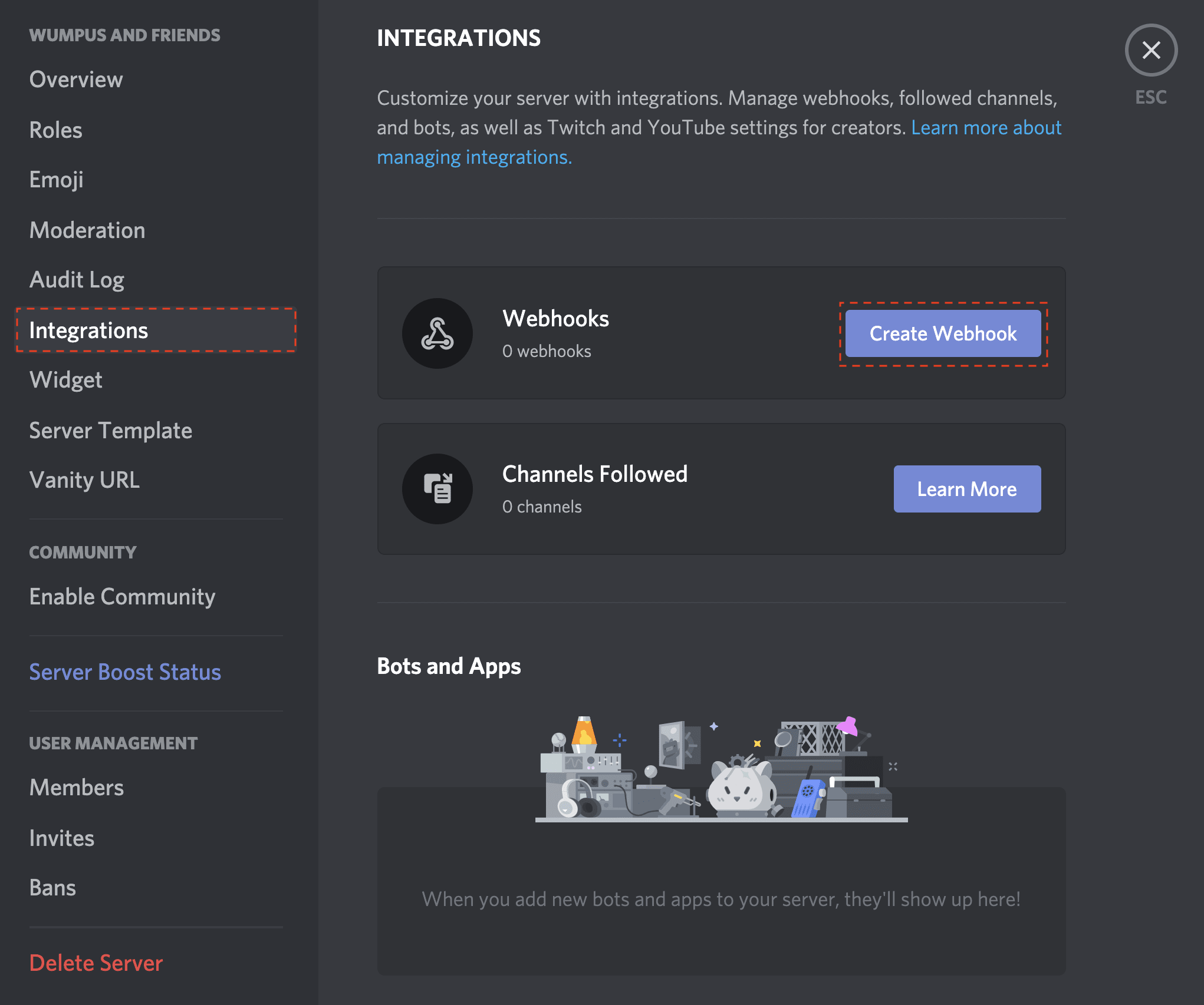 creating a webhook in Discord - 1