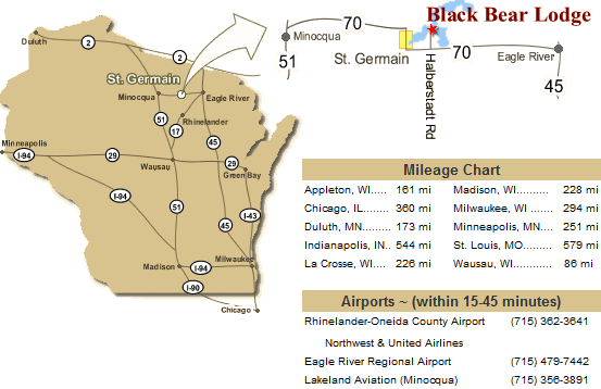 Map to Black Bear Lodge