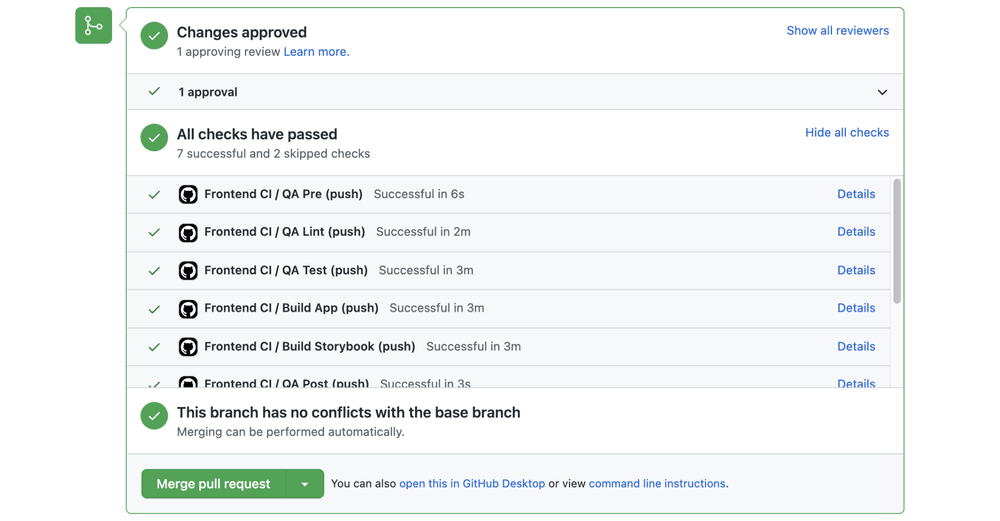 GitHub pull request checks for Swarmia's frontend repository GitHub pull request checks for Swarmia's frontend repository