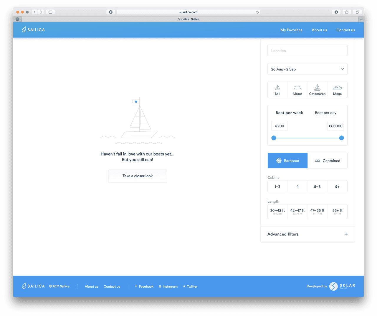 Screenshot of No results in Sailica app for macOS