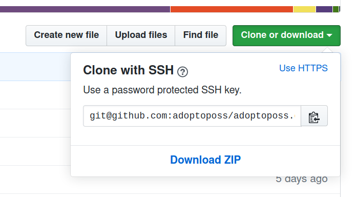 GitHub clone button dropdown