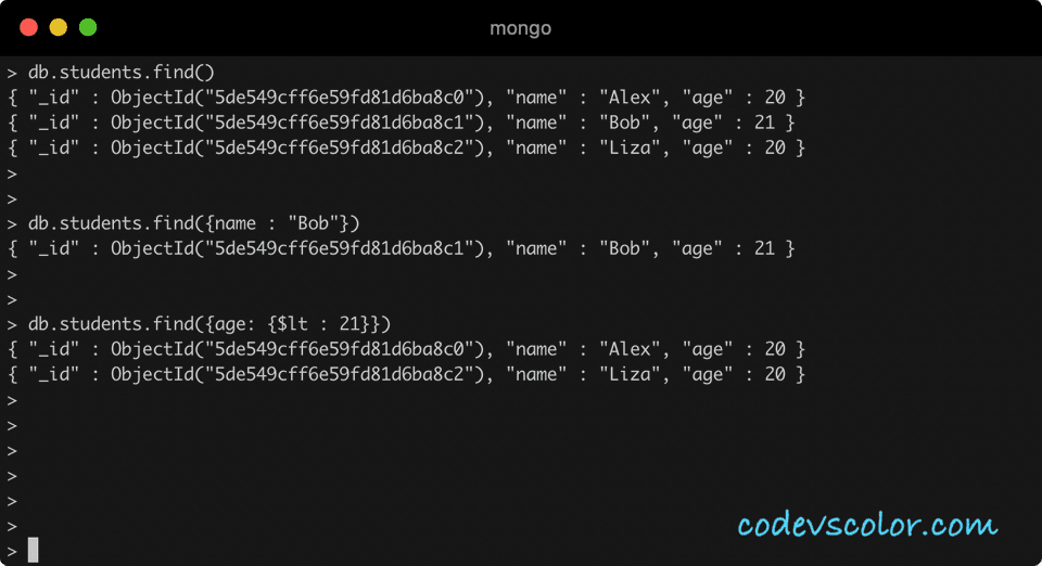 MongoDB Find Method Introduction CodeVsColor