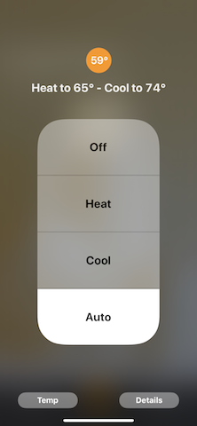 Home App Thermostat Accessory Auto Setting