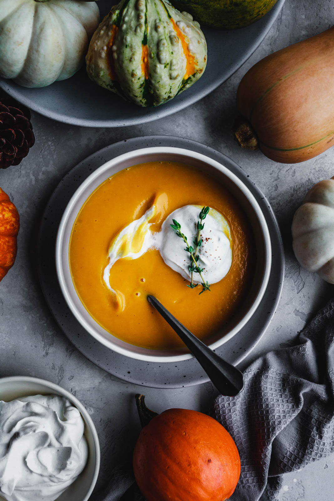 Classic Butternut Soup With Spiced Whipped Cream