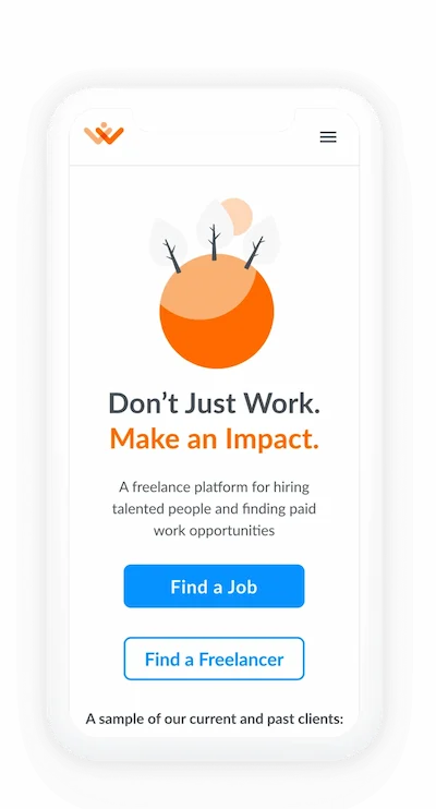 Work for Impact mobile screen