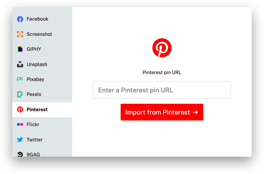 Screenshot of the Pinterest service