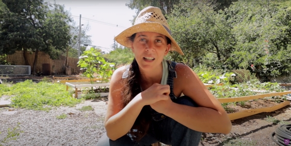 Wini Walbaum teaching on video in her garden