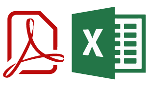 Colorized PDF and Excel logos