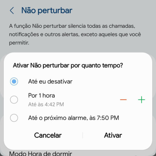 Ativar modo não perturbe no smarthphone