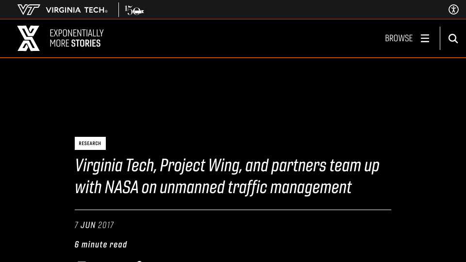 Virginia Tech, Project Wing, and partners team up with NASA on unmanned traffic management