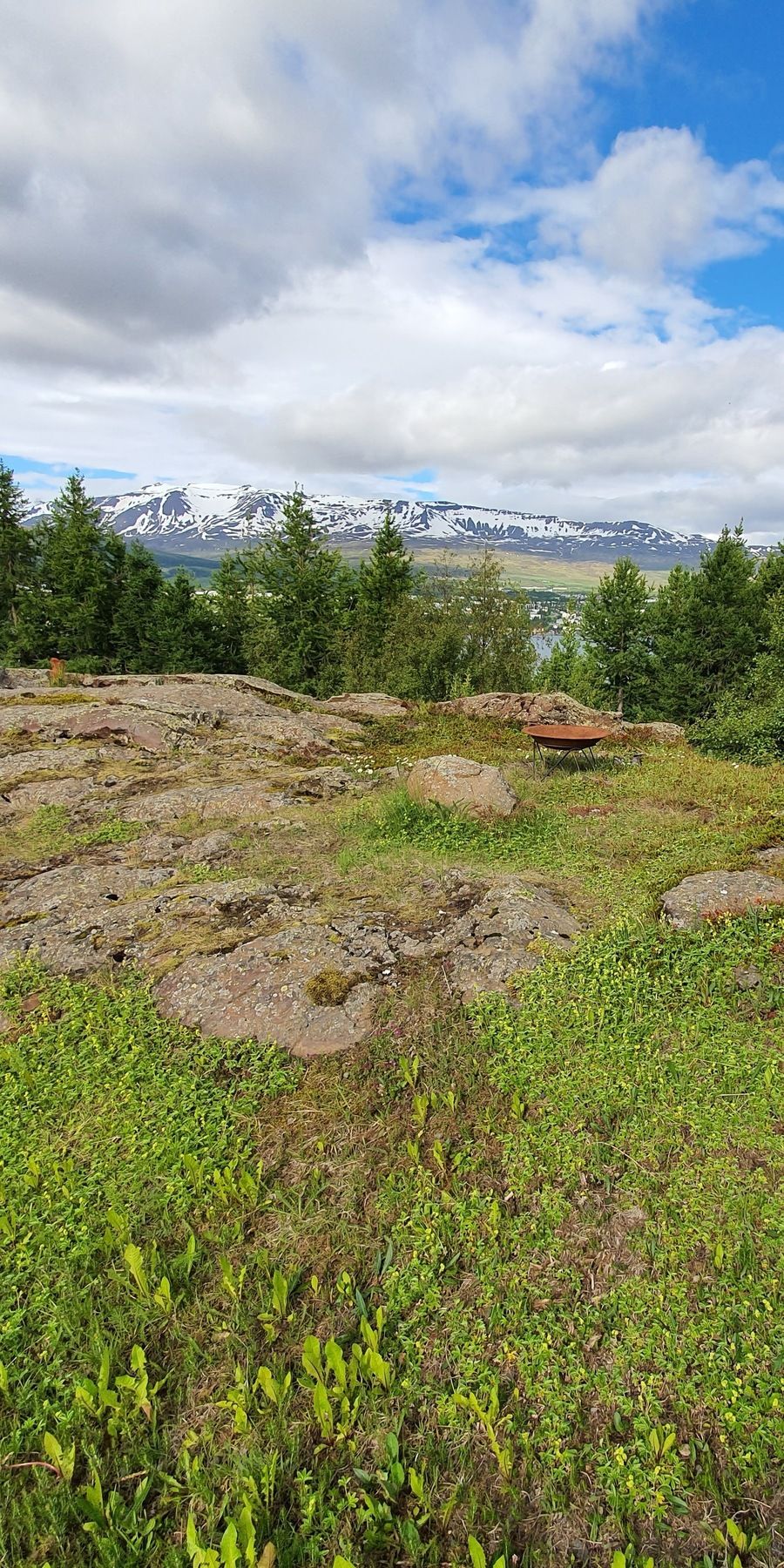 Kleiner Hügel beim Haus, um einen noch besseren Blick auf den Fjord und Akureyri zu haben