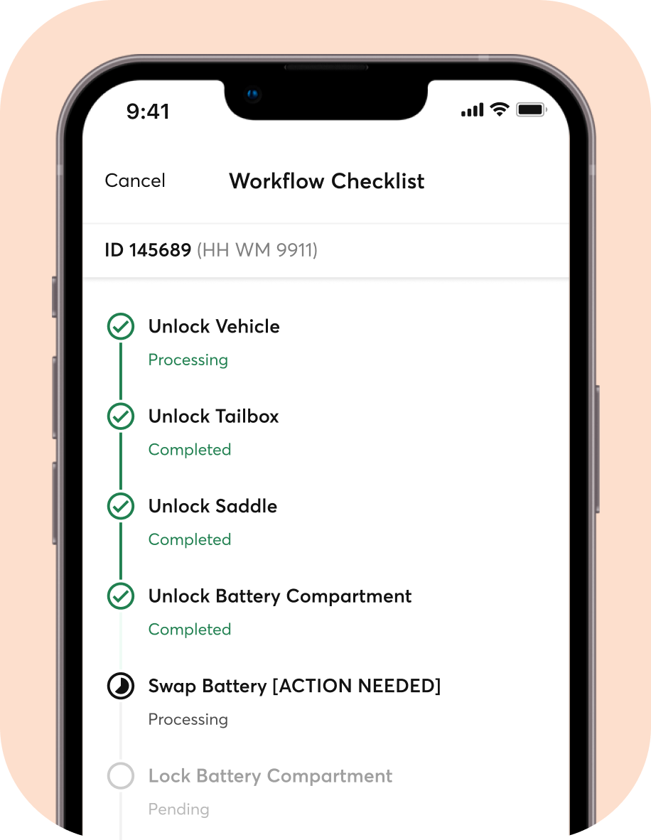 Wunder Mobility White label app displaying feature of automated workflows.