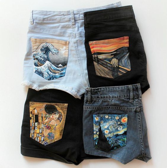 Short en jean avec poches customisées