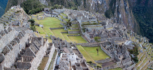 View over Machu Picchu with Huay