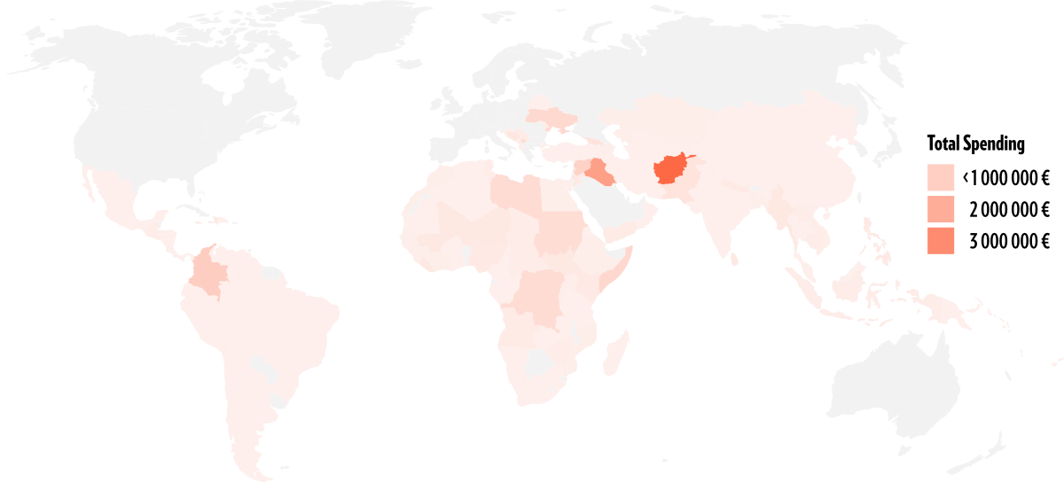 World Map of the Distribution of Donoted Money
