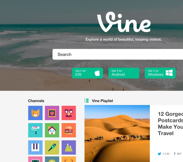 Vine.co home page