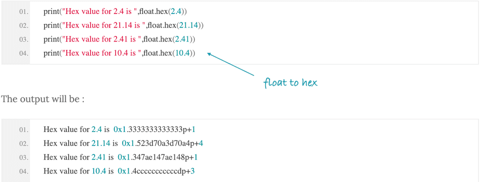 Convert an integer or float to hex in Python - CodeVsColor