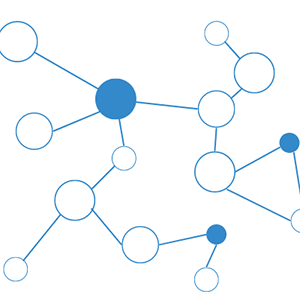 A stylized network of interconnected circles