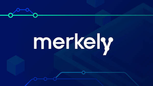 Merkely logo on royal blue background