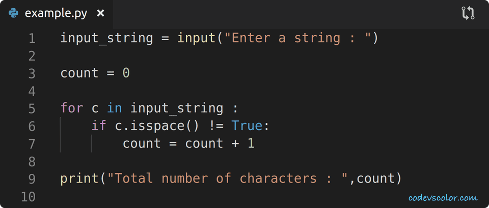 python count total characters in string