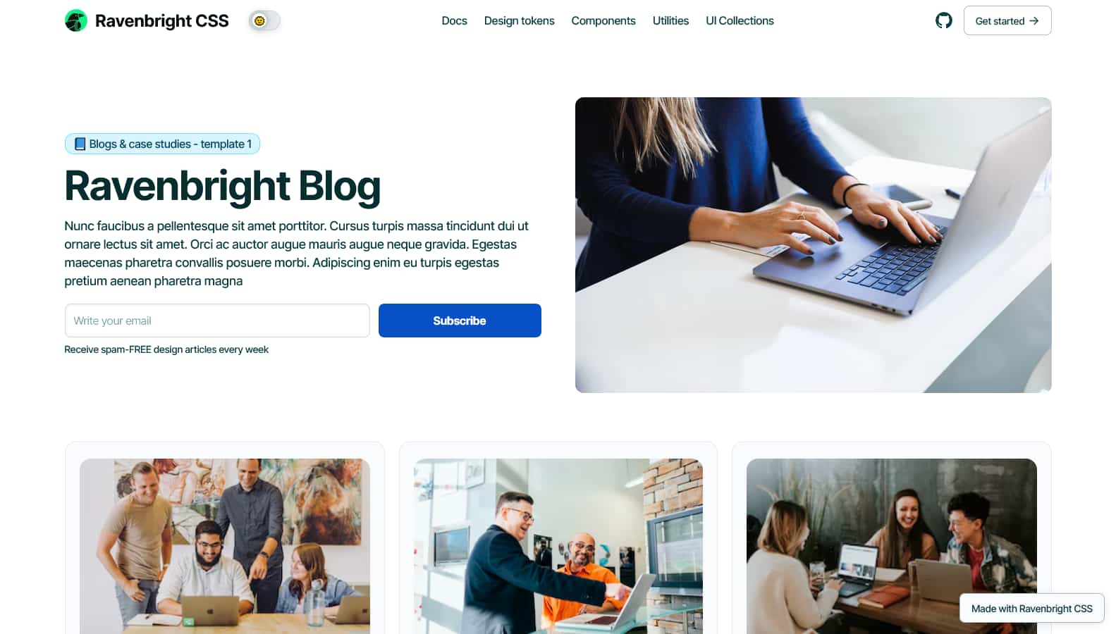 Preview of blog template made by Ravenbright CSS